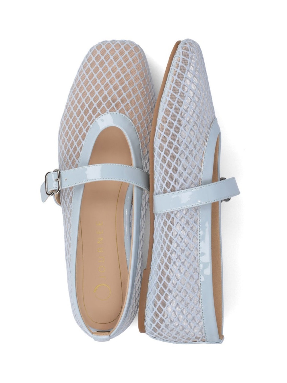Journee Collection Casha Mary Jane Flats in Light Blue Mesh